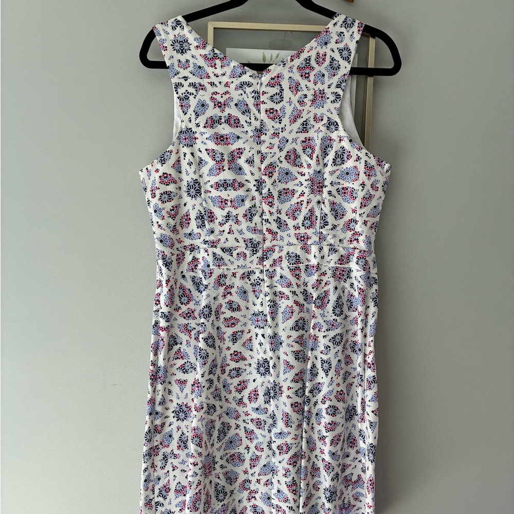 Cece Sz 12 Floral Sleeveless Dress - White, Pink, Blue